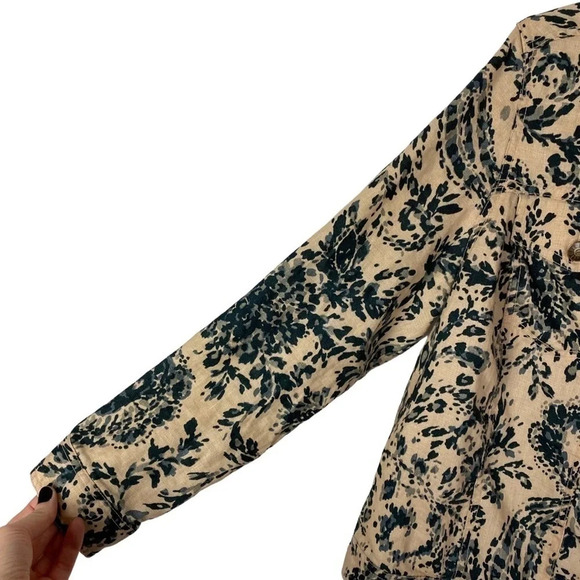 Carole Little Vintage Linen Jacket Womens Plus Size 1X Cream Blue Paisley Print - Picture 4 of 11